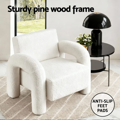 Accent Chair Boucle White 86x82x76cm