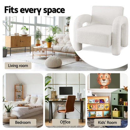 Accent Chair Boucle White 86x82x76cm