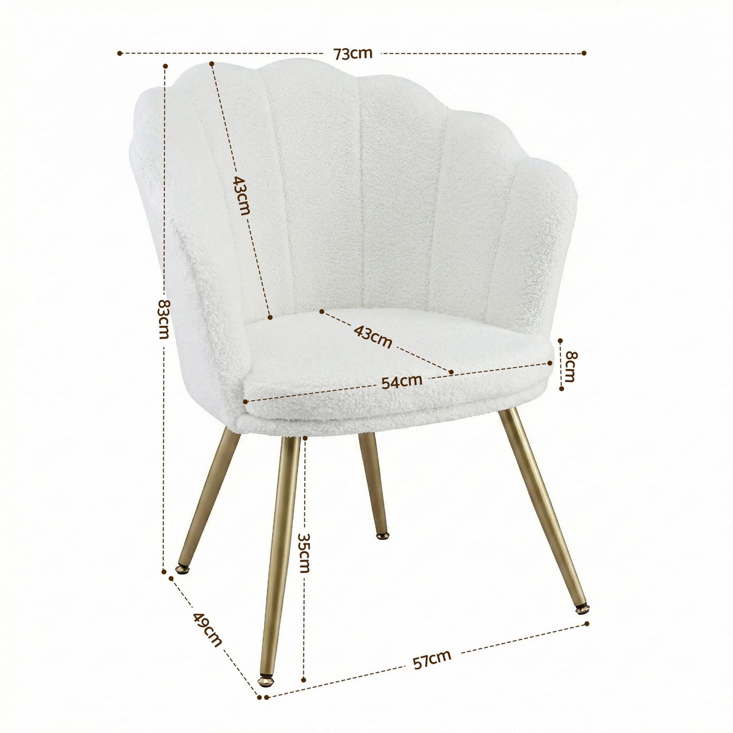 Fleece Armchair White Accent 70x60x80cm