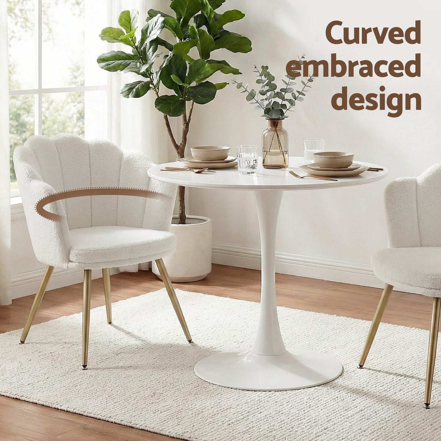 Fleece Armchair White Accent 70x60x80cm