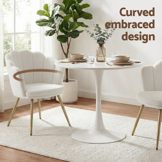 Fleece Armchair White Accent 70x60x80cm