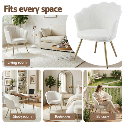Fleece Armchair White Accent 70x60x80cm