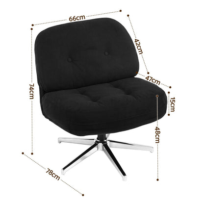 Swivel Armchair Black Fabric 66x78x74cm