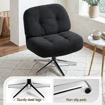 Swivel Armchair Black Fabric 66x78x74cm