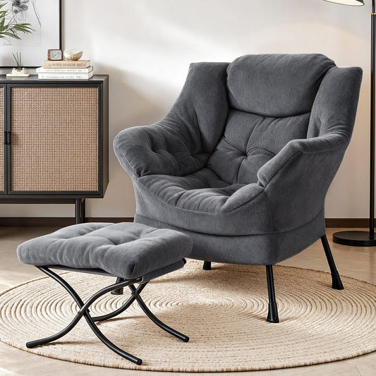 Grey chair 77x72x90cm, side view