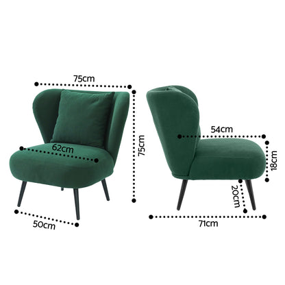 Velvet Accent Chair Green 75x71x75cm