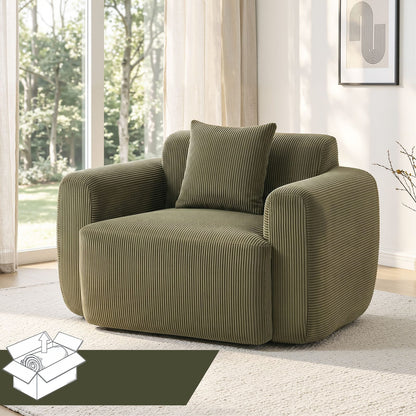 Green Corduroy Armchair No Assembly | HomeAndLiving