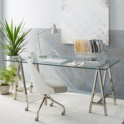 Stainless Steel & Glass Office Desk Table Venus Modern Workstation