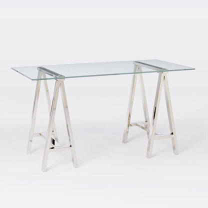 Stainless Steel & Glass Office Desk Table Venus Modern Workstation