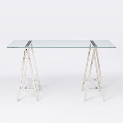 Stainless Steel & Glass Office Desk Table Venus Modern Workstation