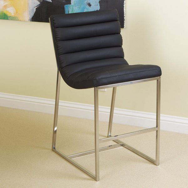  Black Leather Bar Stool Auburn Modern Adjustable Bar Chair Kitchen