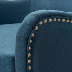 Dark Blue Fabric Armchair Vintage High Back Padded Living Room Chair