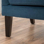 Dark Blue Fabric Armchair Vintage High Back Padded Living Room Chair