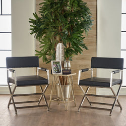 Rocklin Steel & Bonded Leather Director chair Armchair in Black