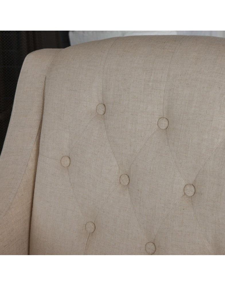 Canberra Fabric Armchair & Ottoman in Begie Linen