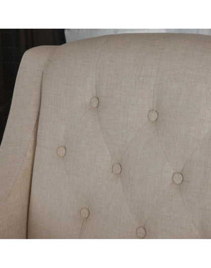 Canberra Fabric Armchair & Ottoman in Begie Linen