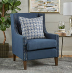 Cecilia Classic Studded Dark Blue Wingback Club Armchair