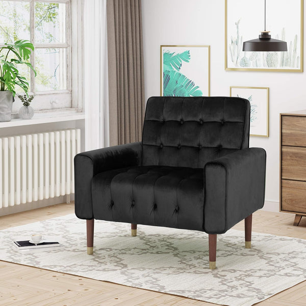  Lewisham Black Tufted Velvet Armchair