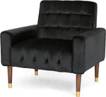 Lewisham Black Tufted Velvet Armchair