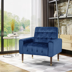 Lewisham Navy Blue Tufted Velvet Armchair