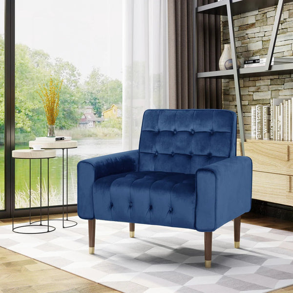 Lewisham Navy Blue Tufted Velvet Armchair