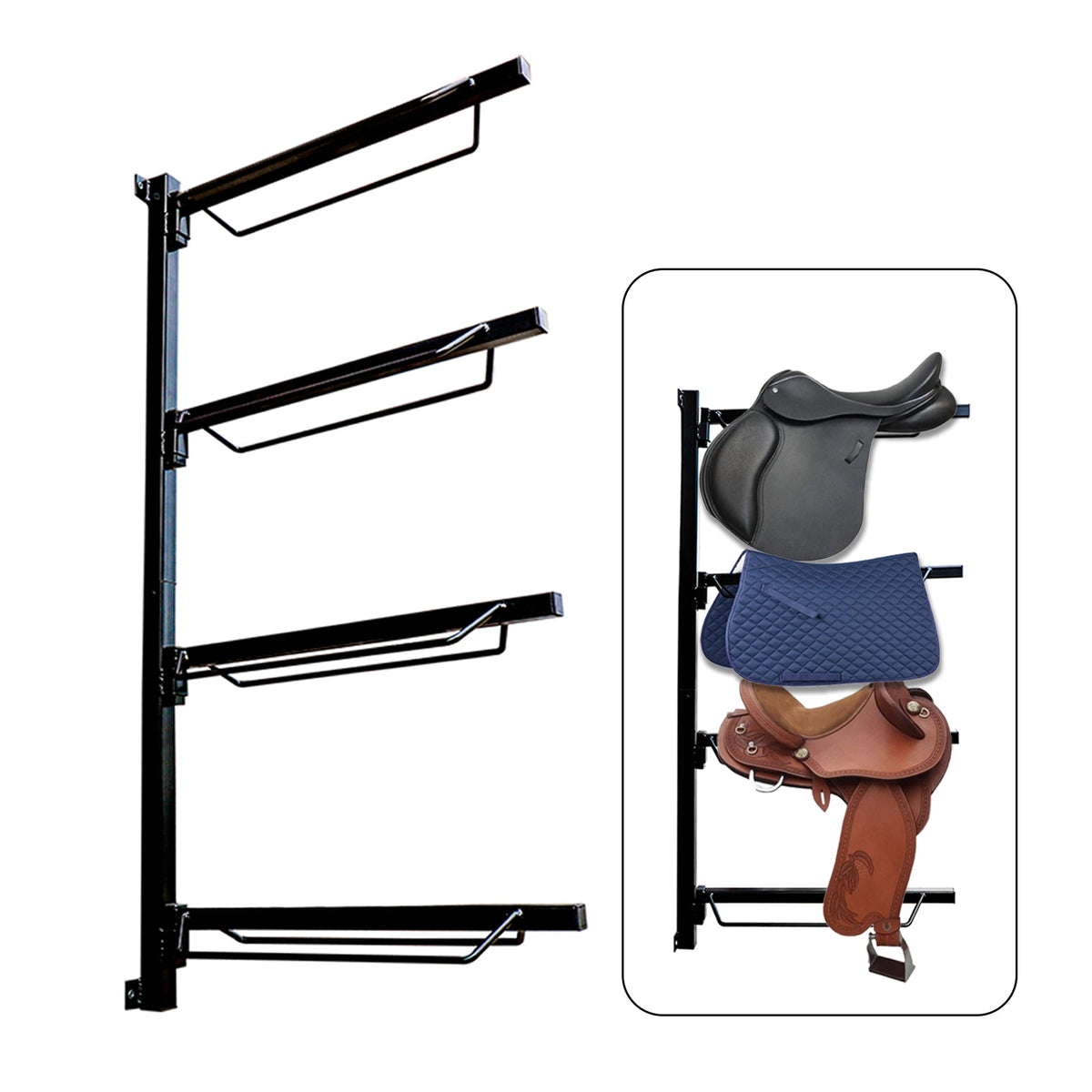 4-Tier Wall Mounted Saddle Rack Foldable Steel Horse Tack Stand
