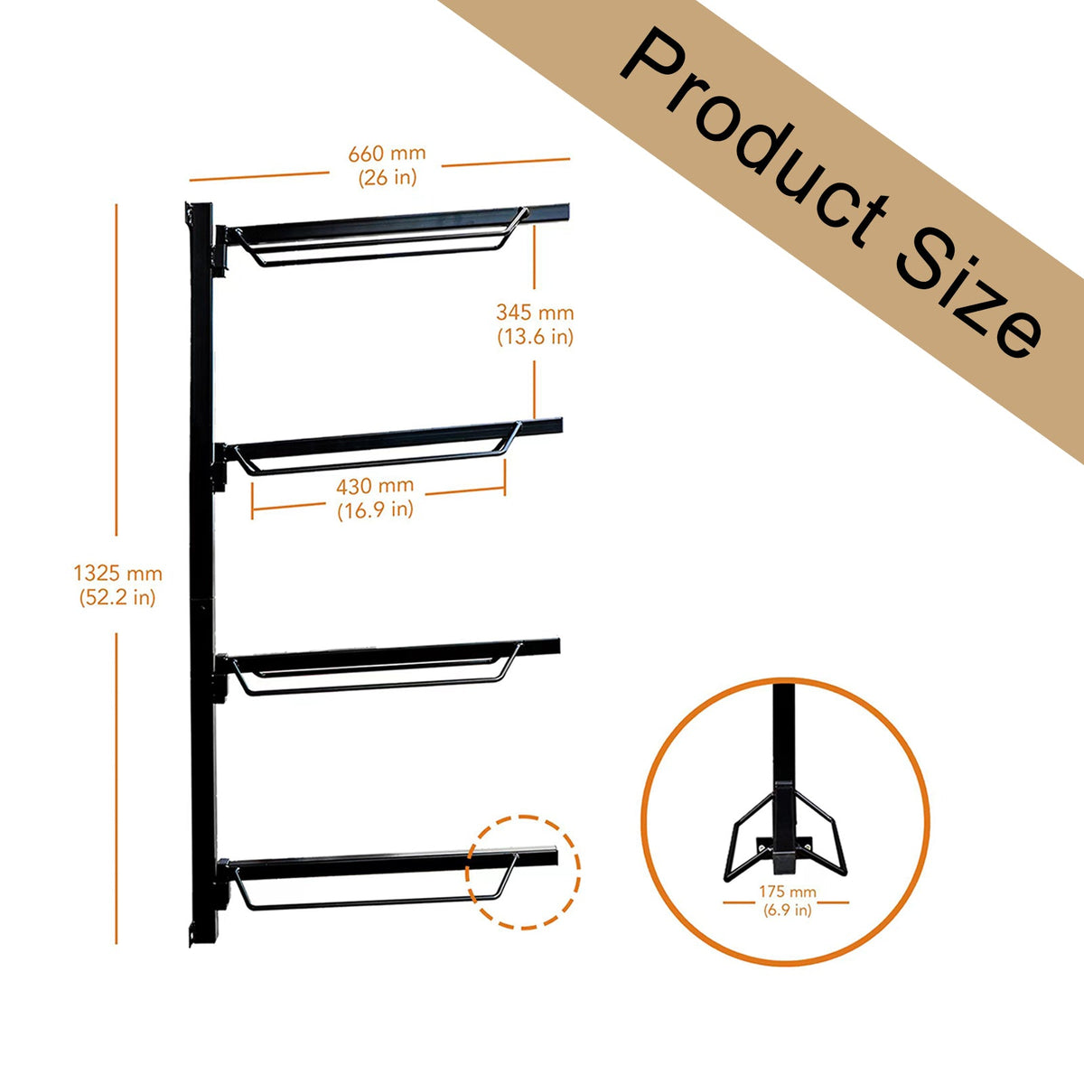 4-Tier Wall Mounted Saddle Rack Foldable Steel Horse Tack Stand