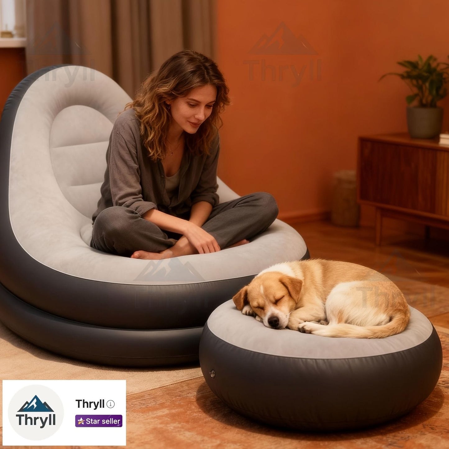 Inflatable Sofa Set Gray double