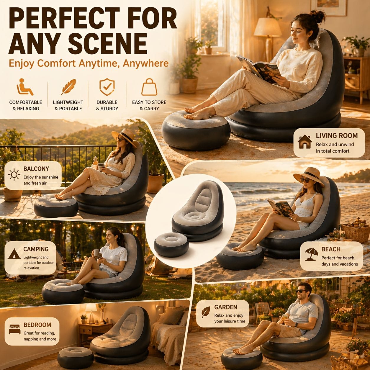 Inflatable Sofa Set Gray double