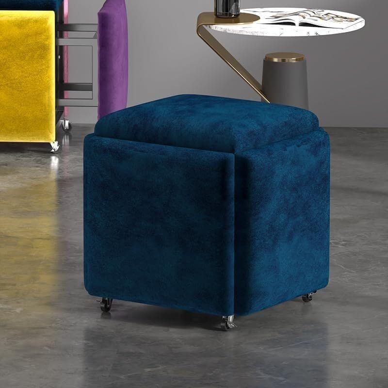 Velvet Ottoman Stool Yellow