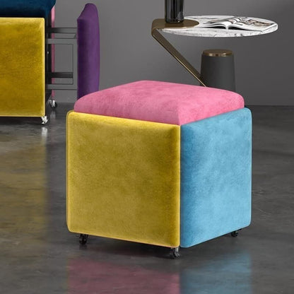 Velvet Ottoman Stool Yellow