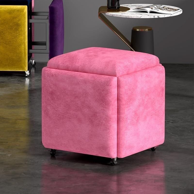 Nesting Ottoman Stool Velvet Purple