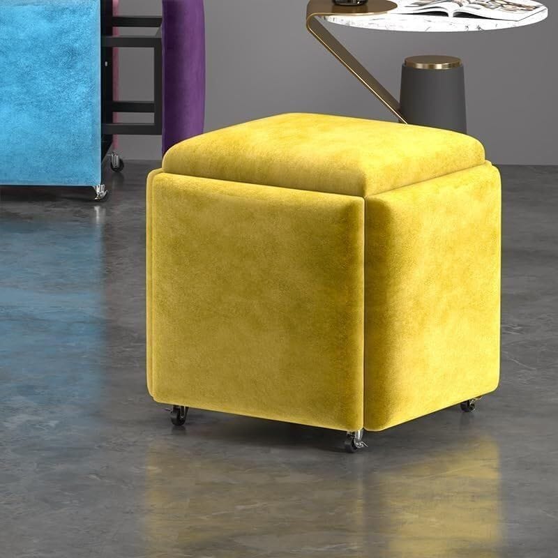 Nesting Ottoman Stool Velvet Purple