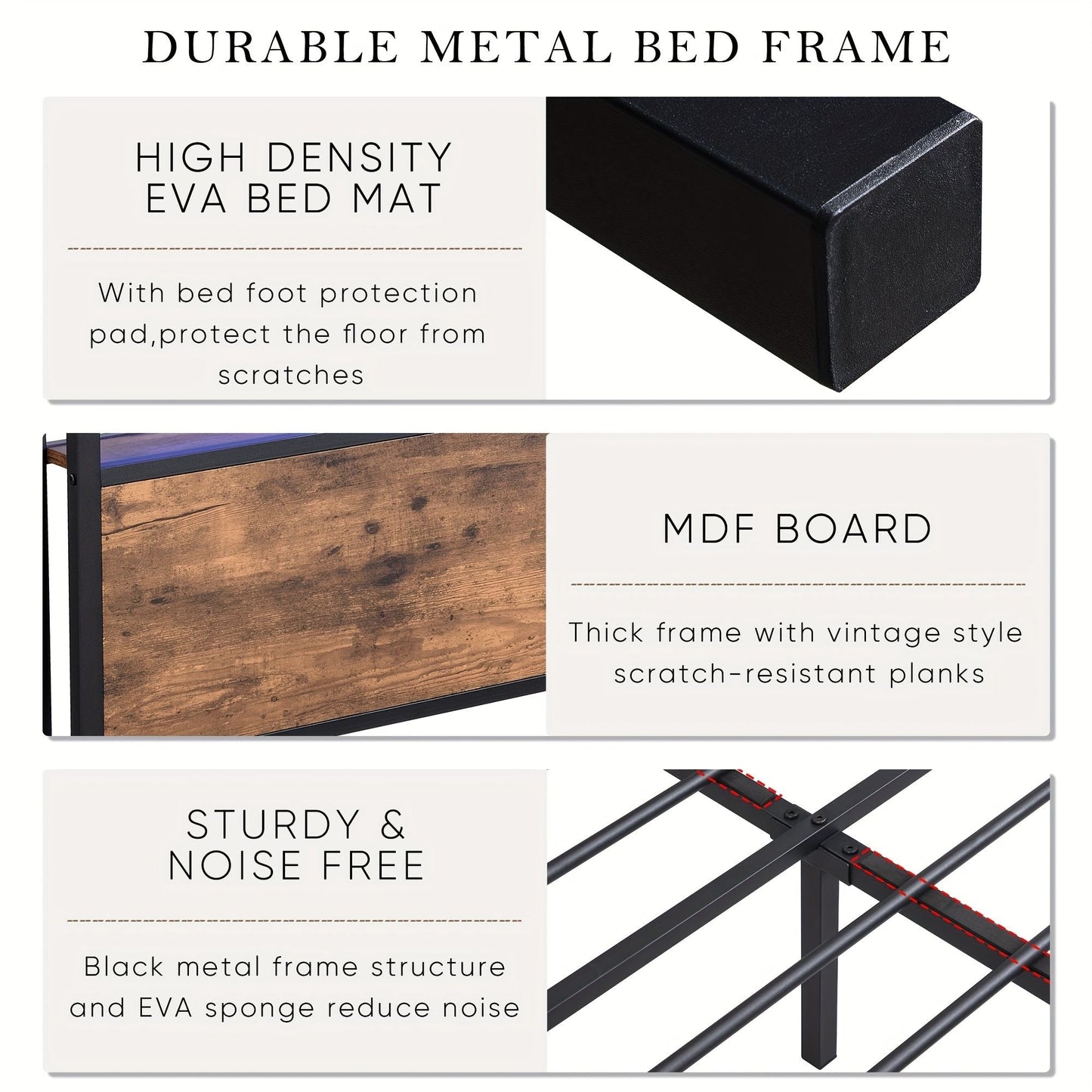 Double Bed Frame Storage Drawers LED Headboard | Home & Living - 3