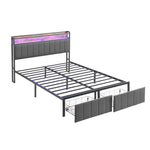 Double Bed Frame Storage Drawers LED Headboard | HomeAndLiving