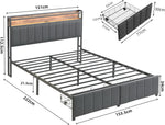 Queen Bed Frame Storage Drawers LED Headboard | HomeAndLiving