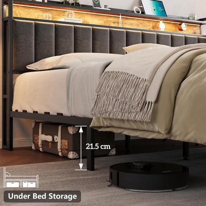Queen Bed Frame Storage Drawers LED Headboard | HomeAndLiving