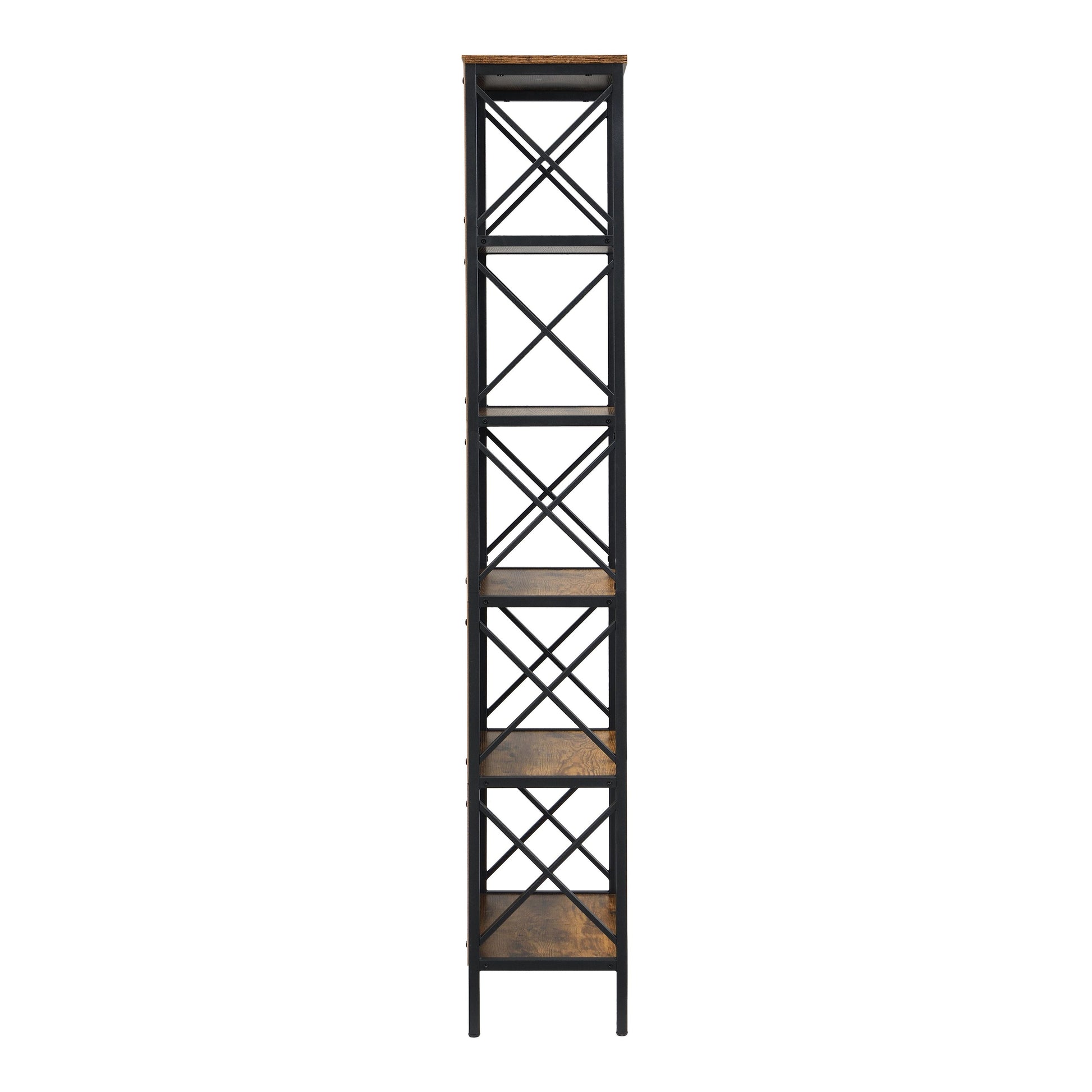 6 Tier Tall Bookshelf Rustic Brown | Home & Living - 5