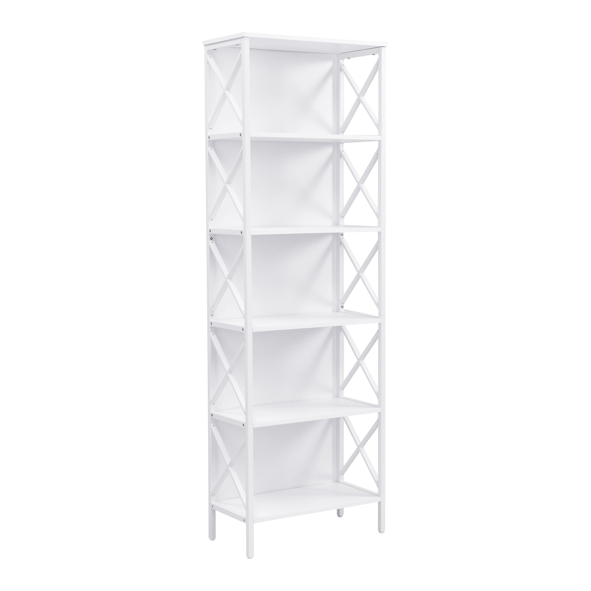 6 Tier Tall Bookshelf White Metal Frame | HomeAndLiving