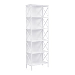 6 Tier Tall Bookshelf White Metal Frame | HomeAndLiving