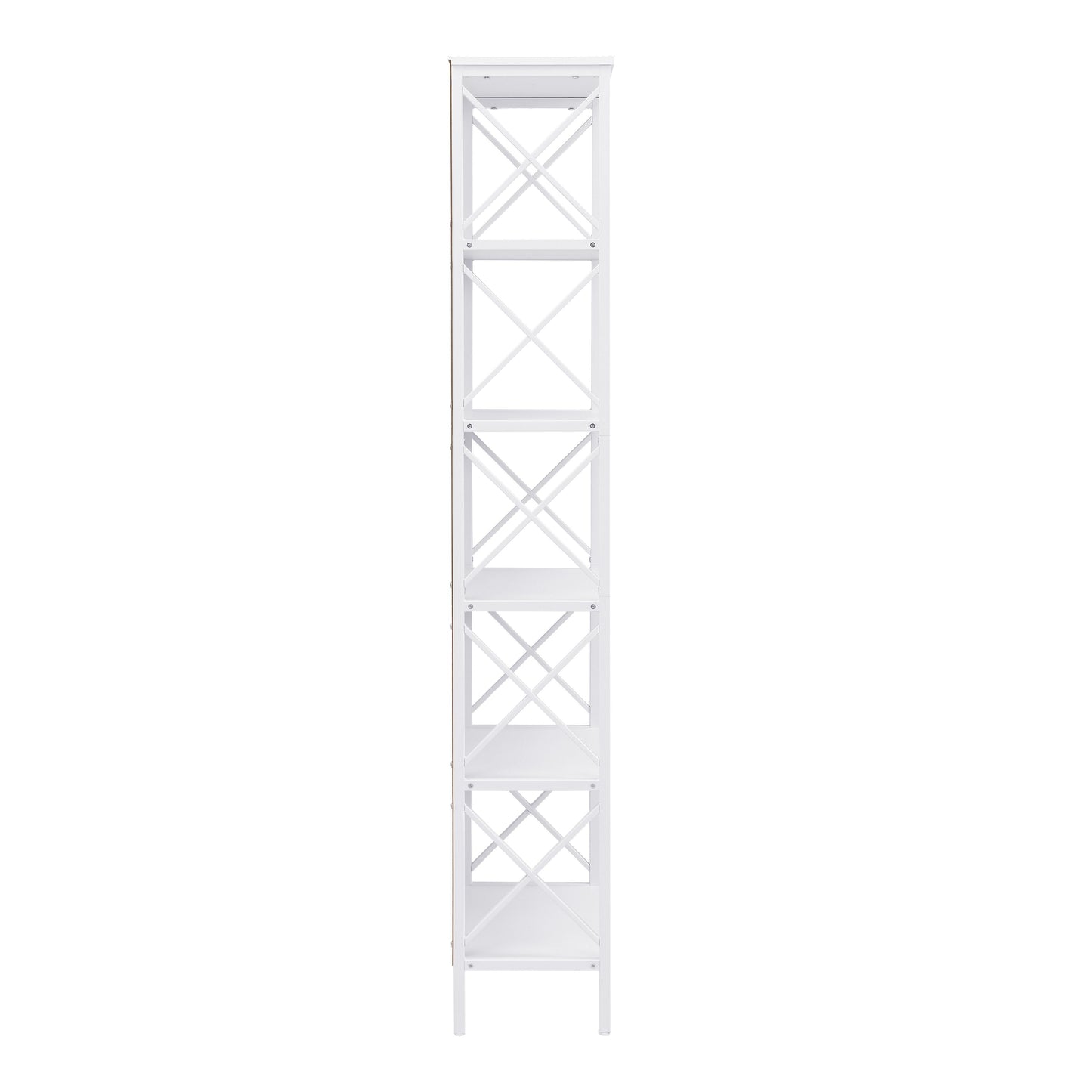 6 Tier Tall Bookshelf White Metal Frame | HomeAndLiving