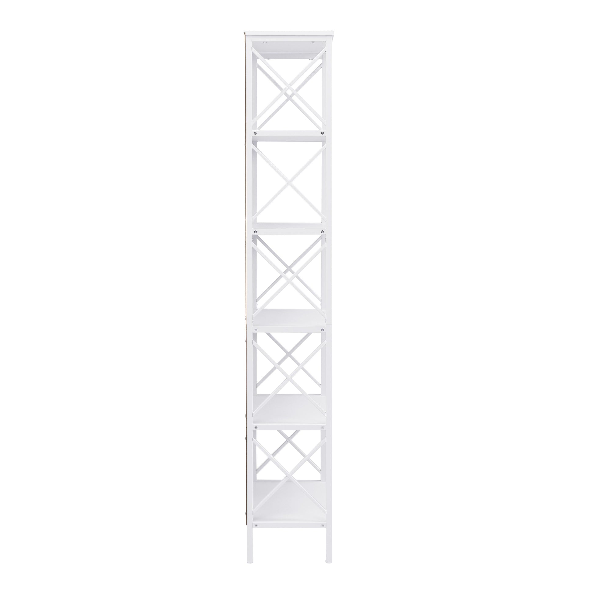 6 Tier Tall Bookshelf White Metal Frame | HomeAndLiving