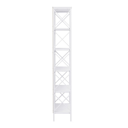 6 Tier Tall Bookshelf White Metal Frame | HomeAndLiving