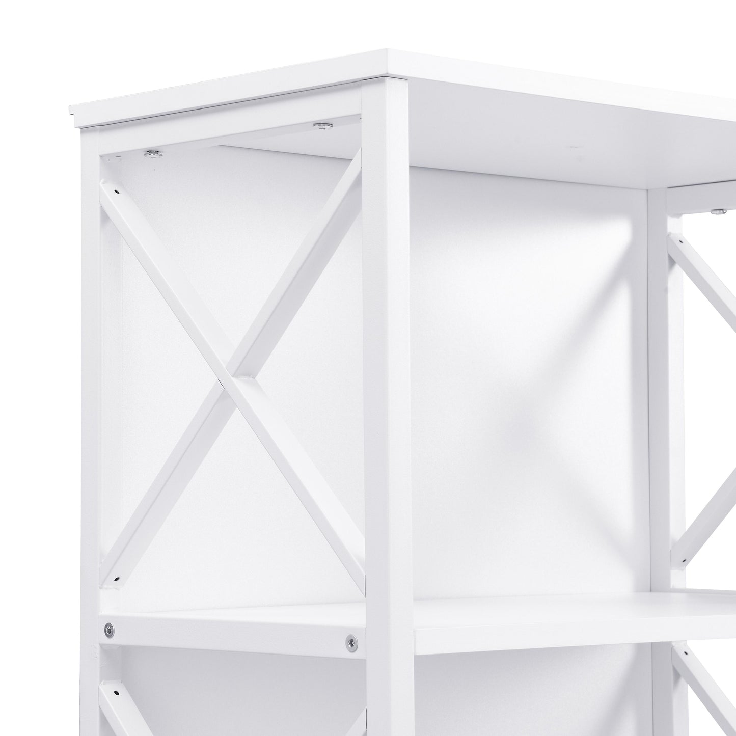 6 Tier Tall Bookshelf White Metal Frame | HomeAndLiving