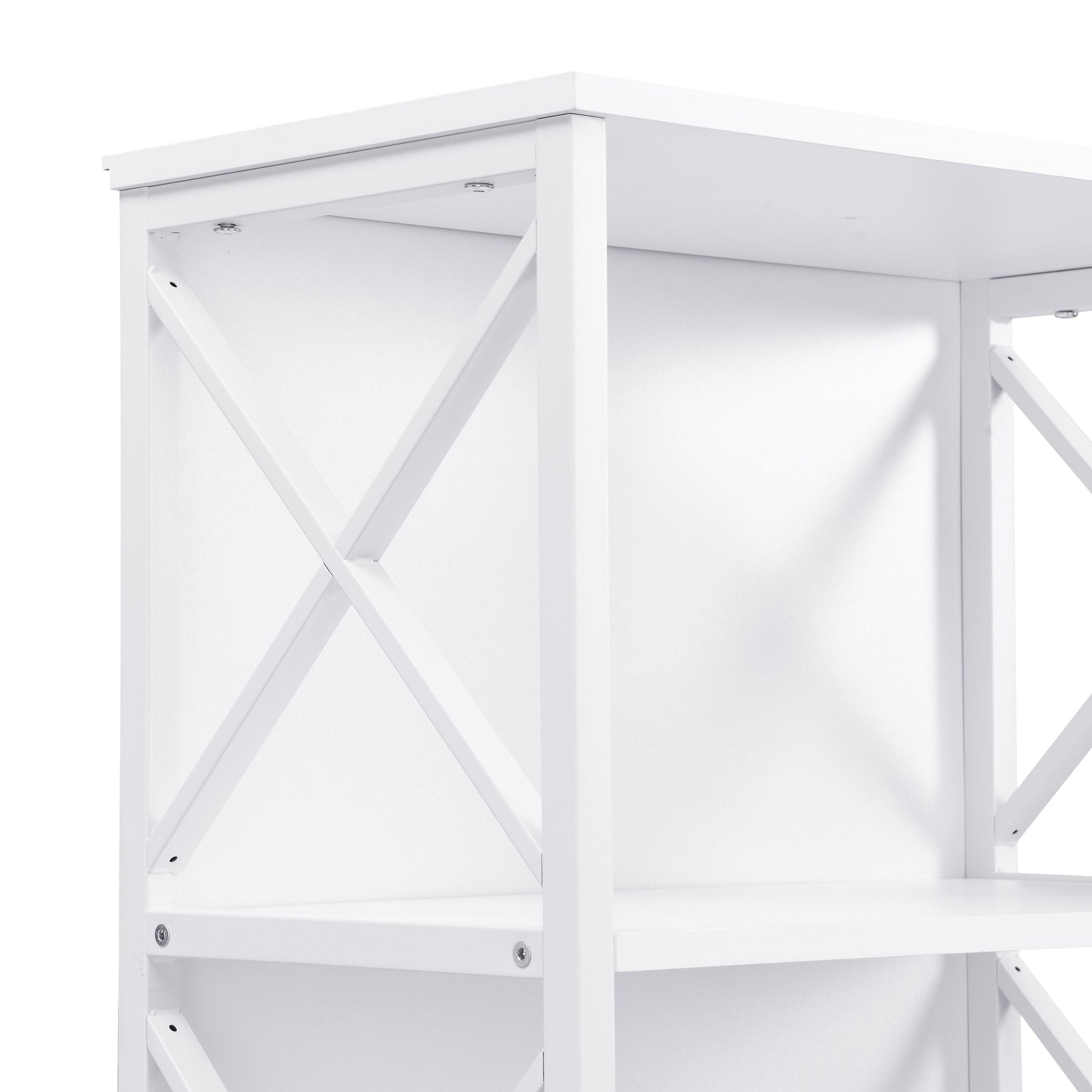 6 Tier Tall Bookshelf White Metal Frame | HomeAndLiving