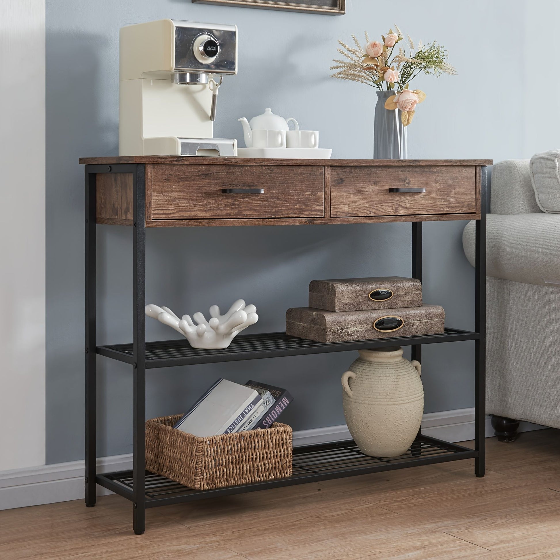 Console Table 2 Drawers Storage Shelves | Home & Living