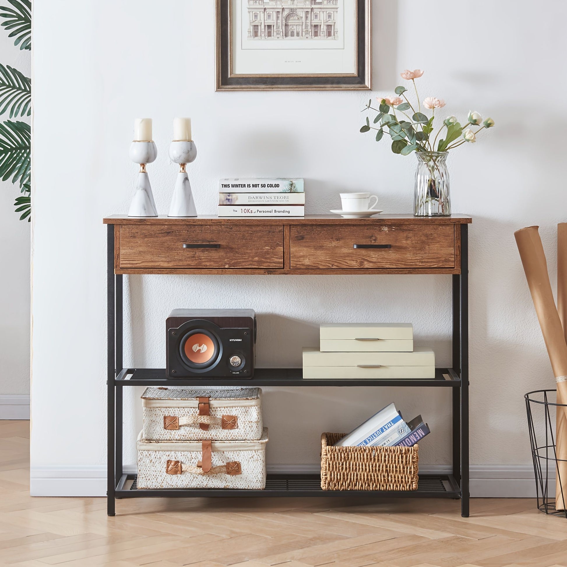 Console Table 2 Drawers Storage Shelves | Home & Living - 3