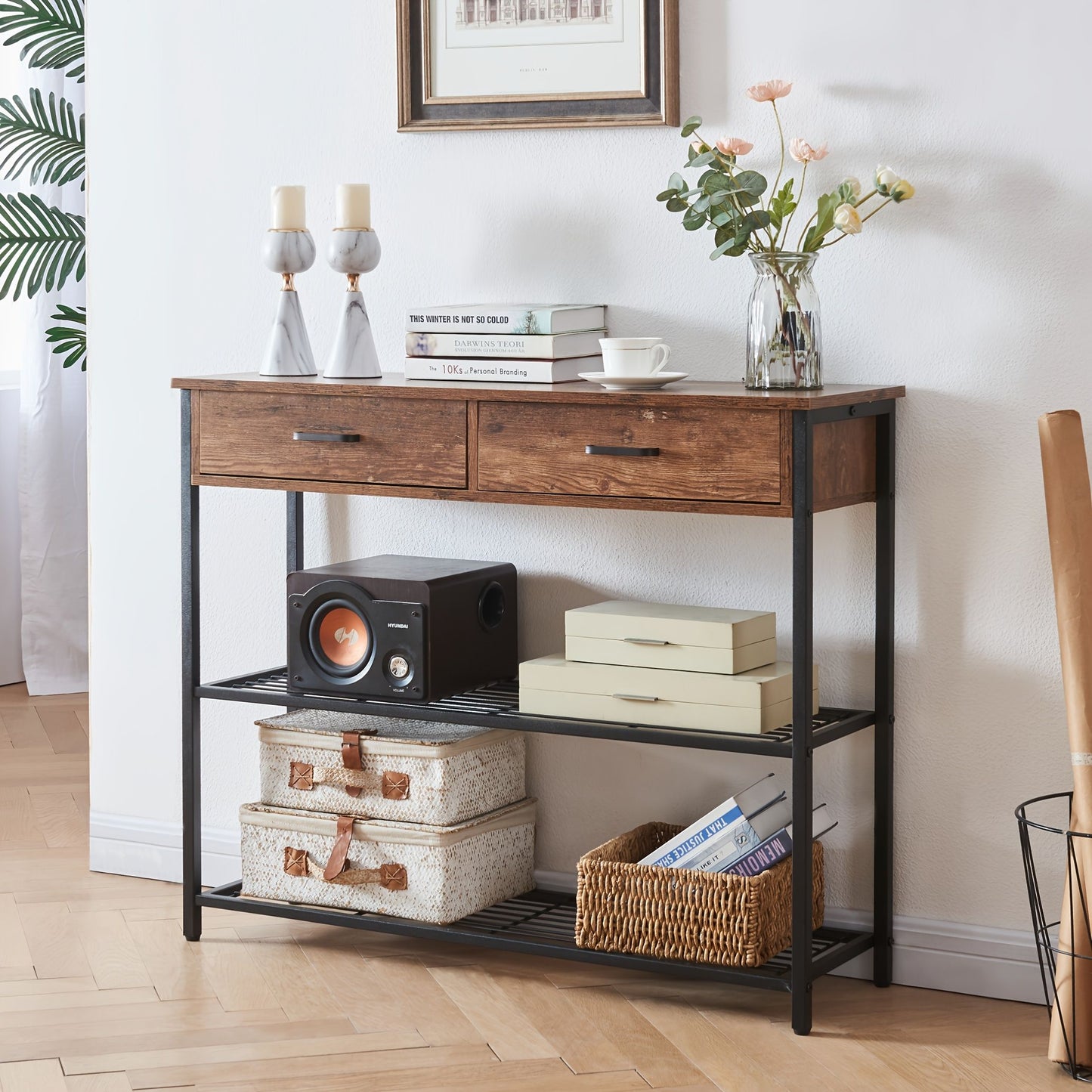 Console Table 2 Drawers Storage Shelves | Home & Living - 4