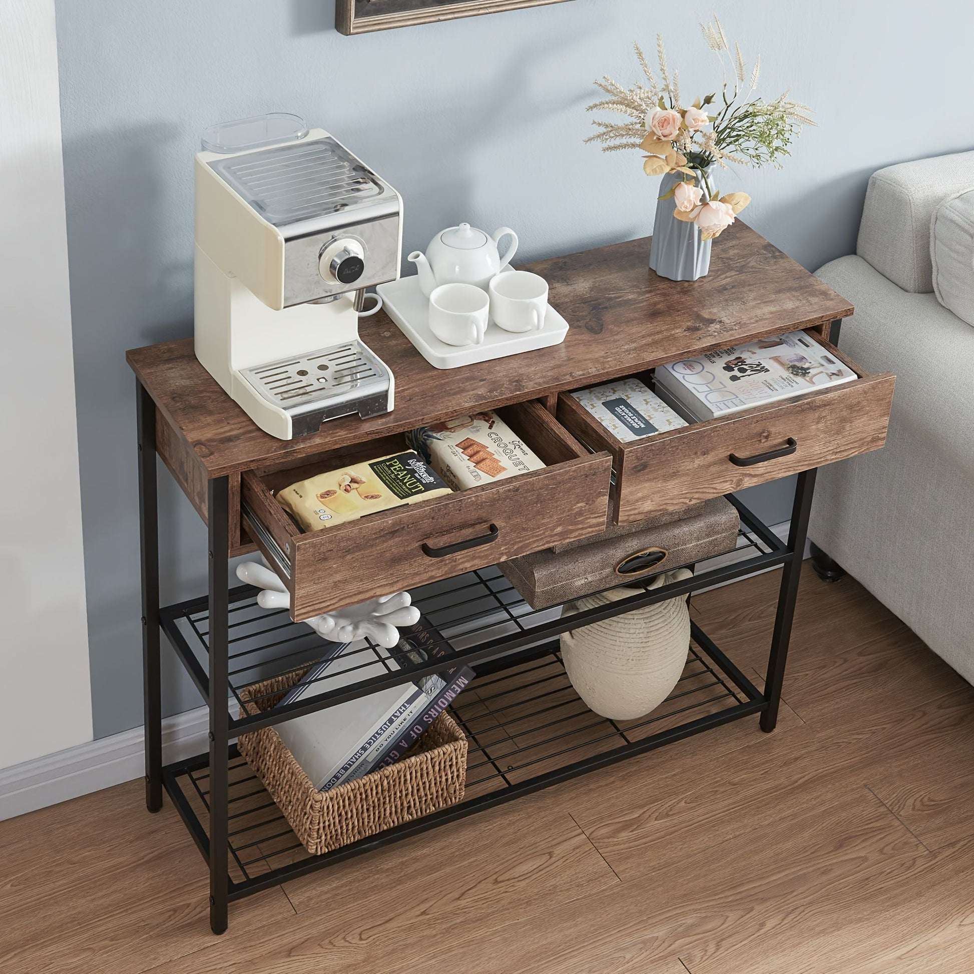 Console Table 2 Drawers Storage Shelves | Home & Living - 6