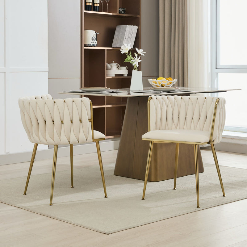 Velvet Dining Chairs Armrest Gold Legs Set of 2 | Home & Living